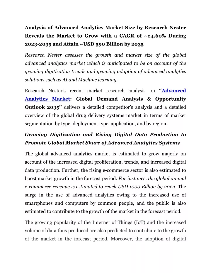 analysis of advanced analytics market size