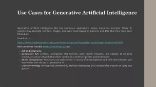 use cases for generative artificial intelligence