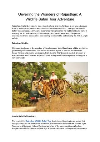 unveiling the wonders of rajasthan a wildlife