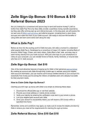 Zelle Sign-Up Bonus: $10 Bonus & $10 Referral Bonus 2023