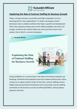 Explaining the Role of Contract Staffing for Business Growth