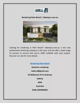 Rendering Palm Beach | Adampro.com.au