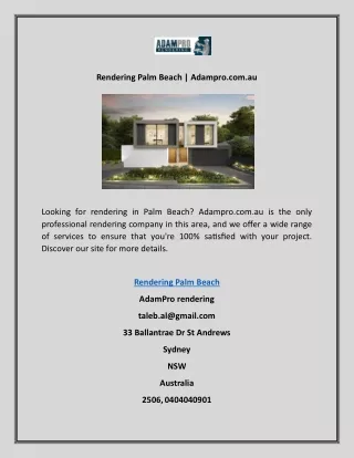 rendering palm beach adampro com au