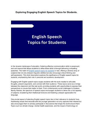 English Speech Topics for Students