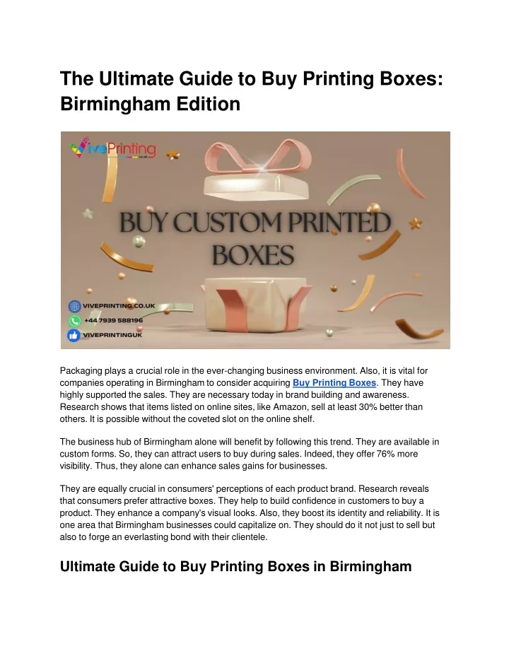 the ultimate guide to buy printing boxes birmingham edition