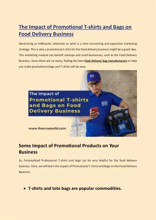 The Impact of Promotional T-shirts and Bags on Food Delivery Business