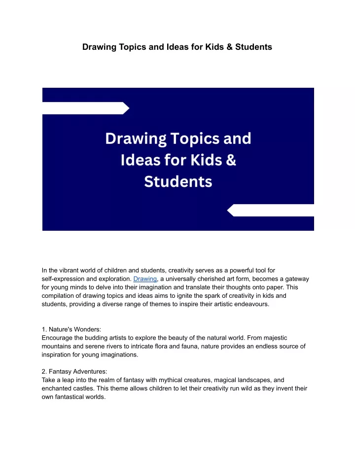 drawing topics and ideas for kids students