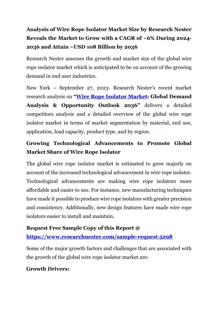 analysis of wire rope isolator market size