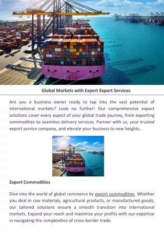 Global Markets with Expert Export Services