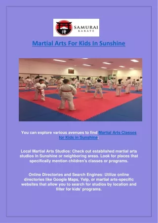 martial arts for kids in sunshine