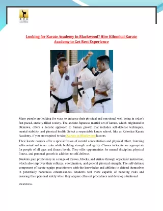 Looking for Karate Academy in Blackwood? Hire Kihonkai Karate Academy to Get Bes