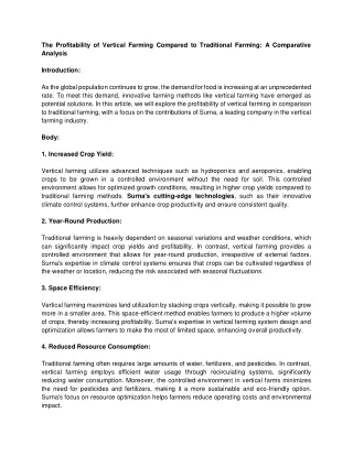 The Profitability of Vertical Farming Compared to Traditional Farming_ A Comparative Analysis - Surna