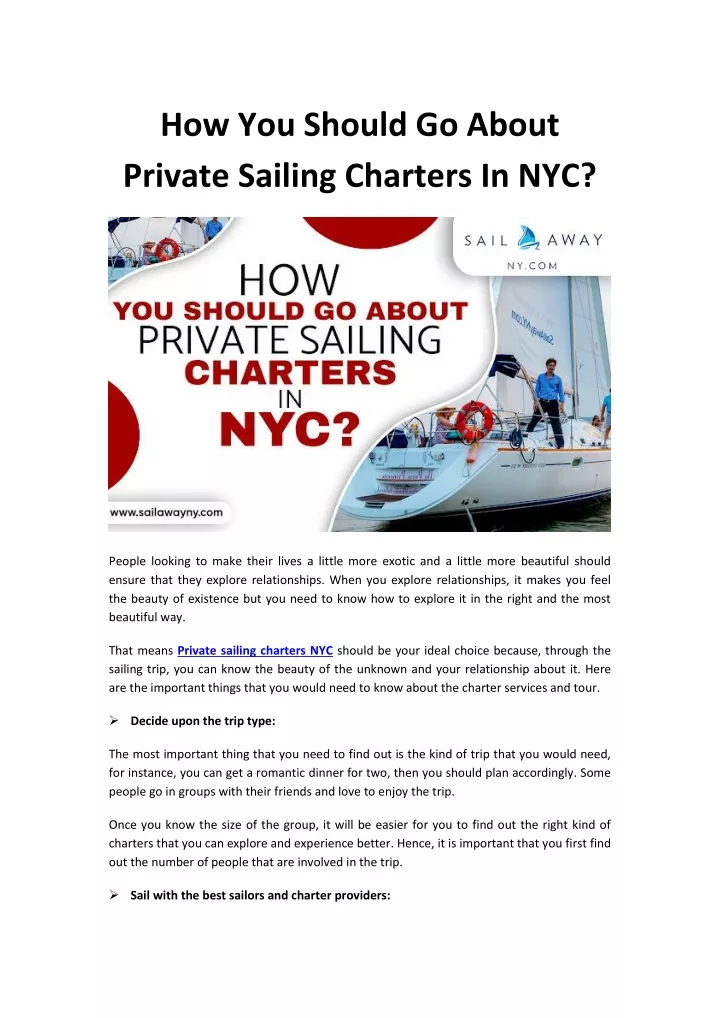how you should go about private sailing charters