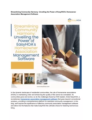 Unveiling the Power of EasyHOA's Homeowner Association Management Software