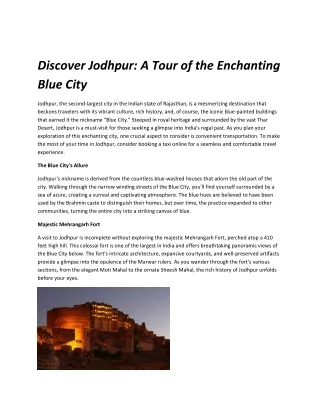 discover jodhpur a tour of the enchanting blue
