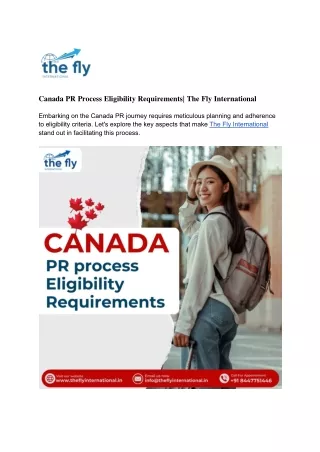 Canada PR Process Eligibility Requirements_ The Fly International