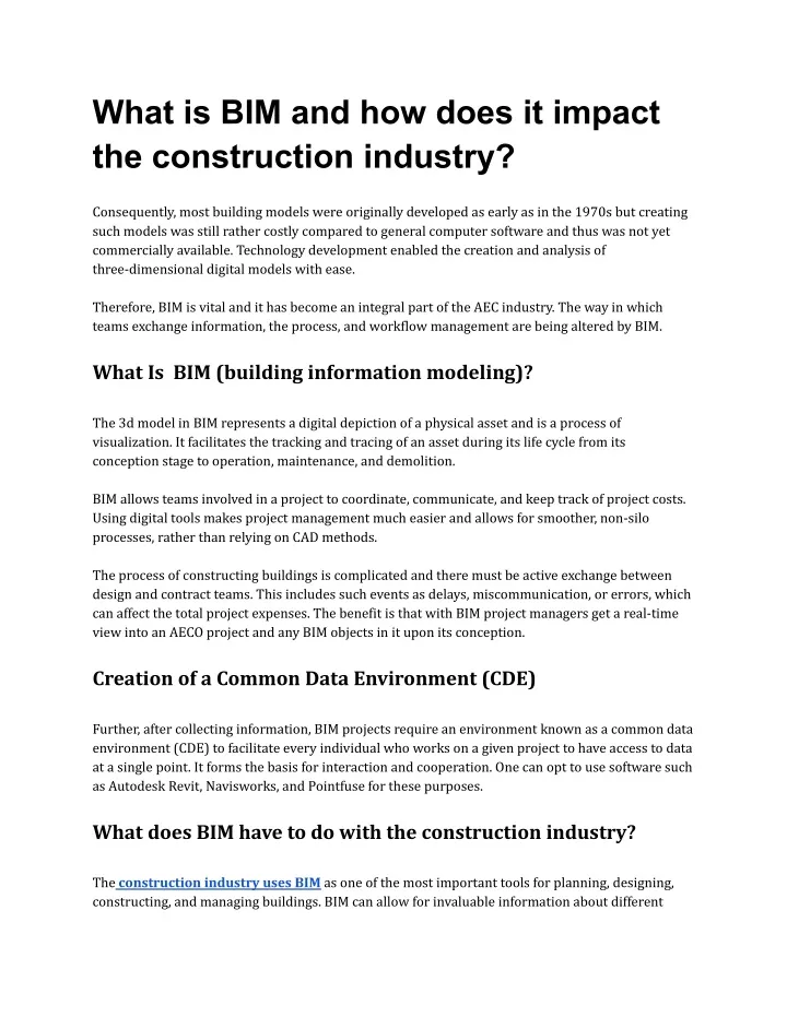 what is bim and how does it impact