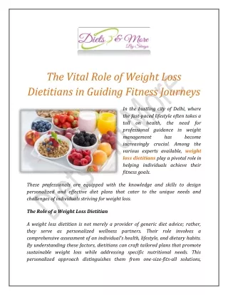 The Vital Role of Weight Loss Dietitians in Guiding Fitness Journeys