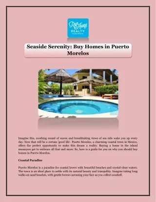 Seaside Serenity: Buy Homes in Puerto Morelos