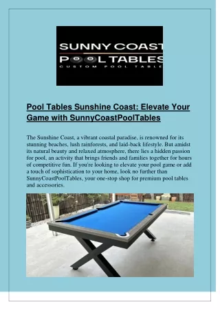 Pool Tables Sunshine Coast - SunnyCoastPoolTables