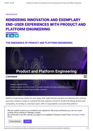 Rendering Innovation and Exemplary End-user Experiences with Product and Platform Engineering