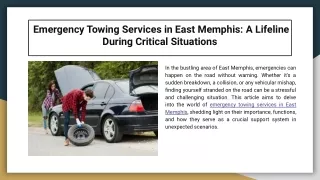 Emergency Towing Services in East Memphis