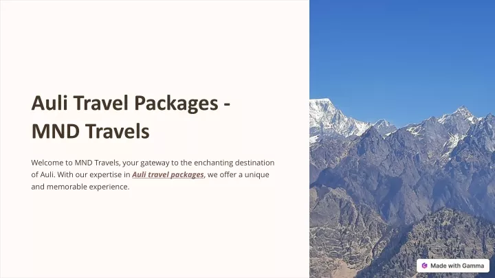 auli travel packages mnd travels
