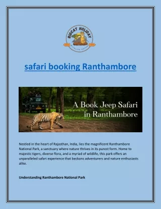 safari booking Ranthambore