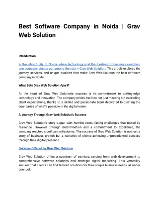 best software company in noida grav web solution