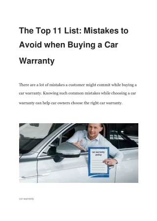 the top 11 list mistakes to avoid when buying a car warranty