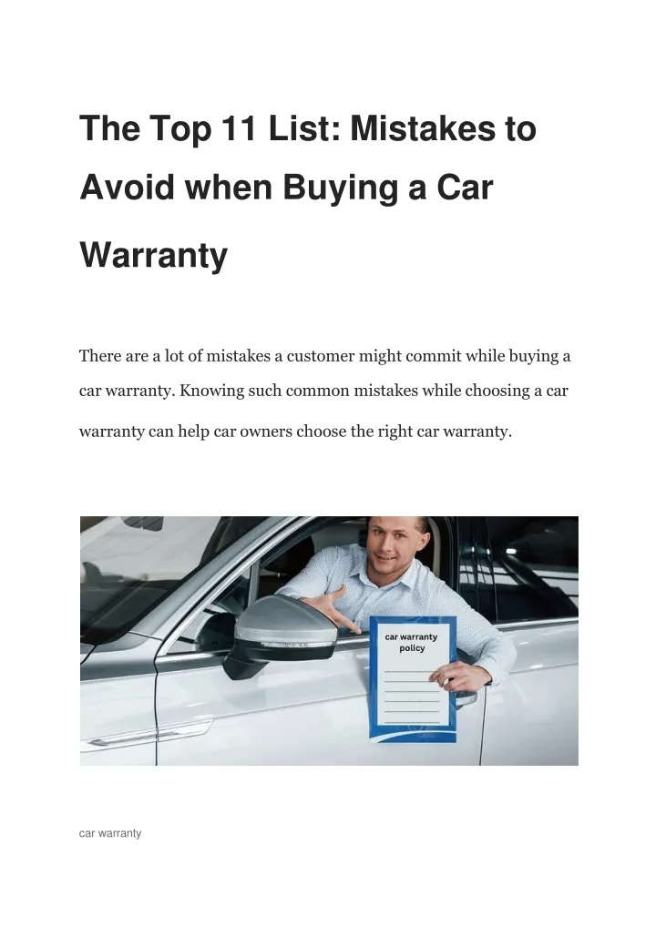 the top 11 list mistakes to avoid when buying a car warranty