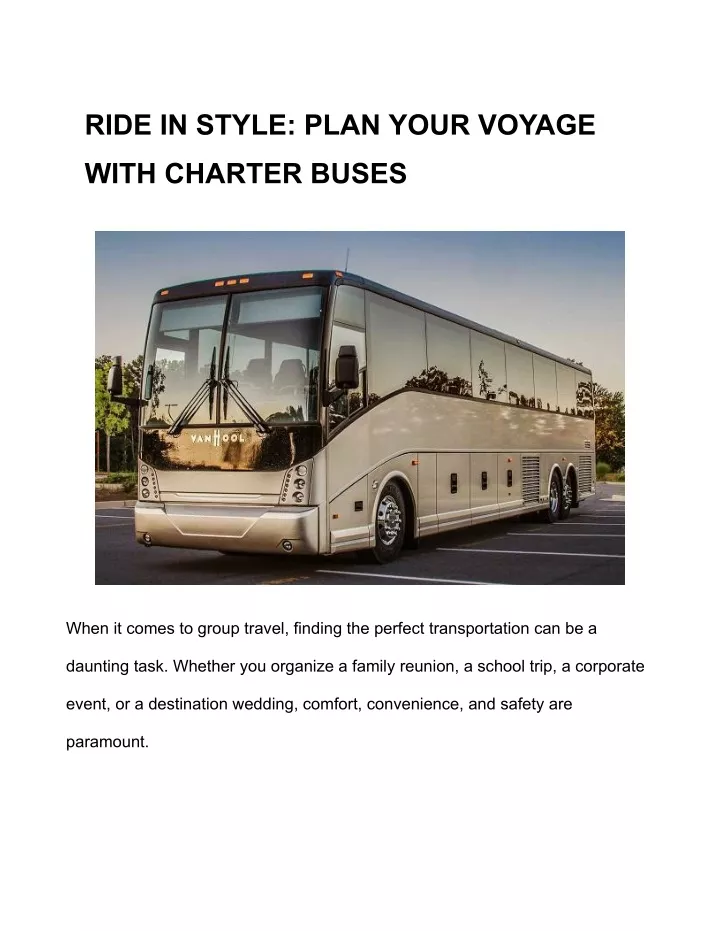 ride in style plan your voyage