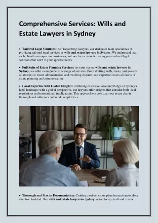 Comprehensive Services- Wills and Estate Lawyers in Sydney