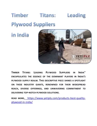 Timber Titans: Leading Plywood Suppliers in India