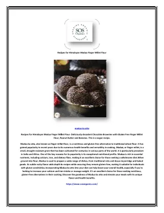 Recipes for Himalayan Madua Finger Millet Flour