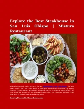 Explore the Best Steakhouse in San Luis Obispo Mistura Restaurant