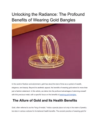 _Unlocking the Radiance: The Profound Benefits of Wearing GoWearing Gold Bangles