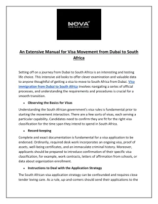 An Extensive Manual for Visa Movement from Dubai to South Africa