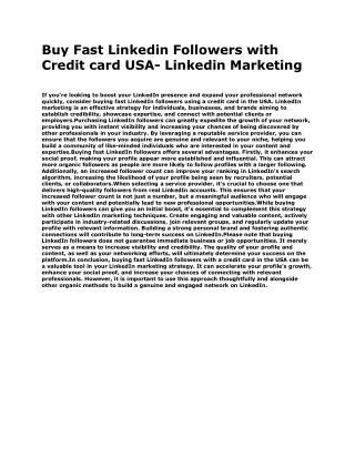 Buy Fast Linkedin Followers with Credit card USA- Linkedin Marketing