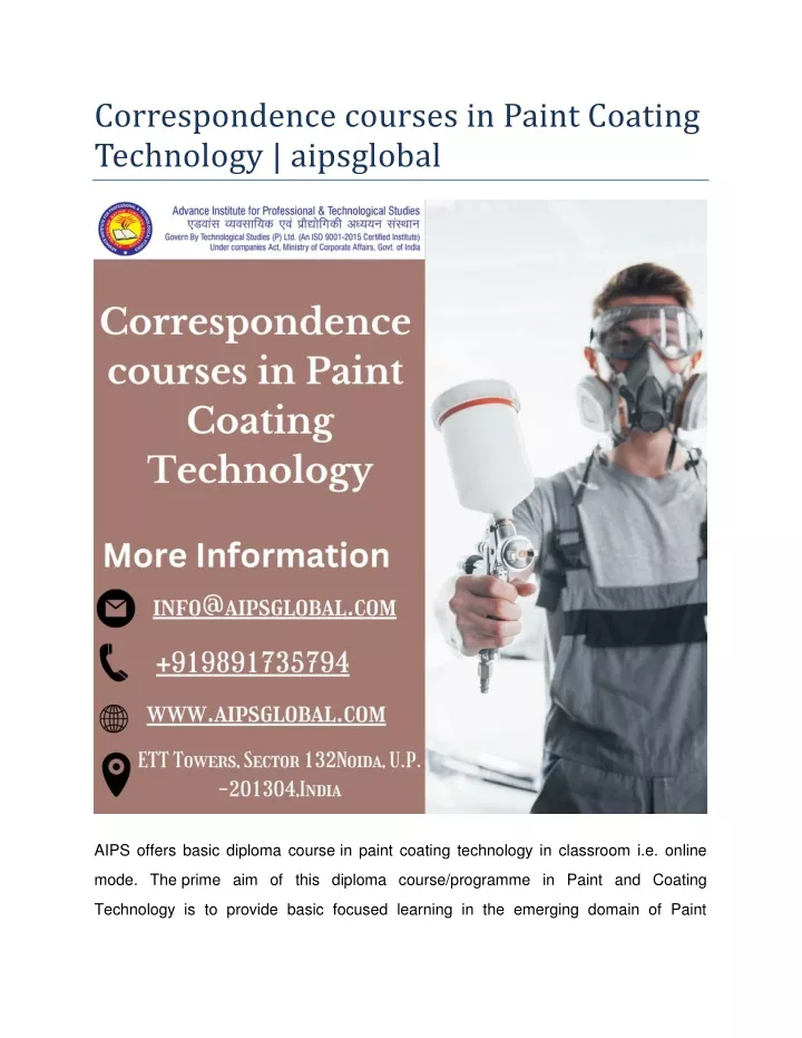 correspondence courses in paint coating