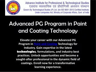 Advanced PG Program in Paint and Coating Technology