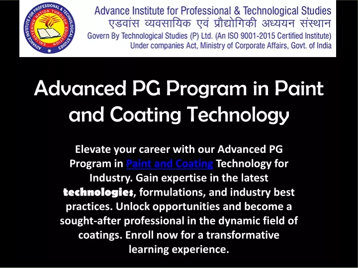 advanced pg program in paint and coating technology