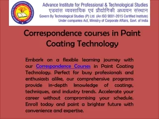 Correspondence courses in Paint Coating Technology 2