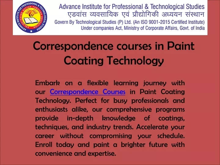 correspondence courses in paint coating technology