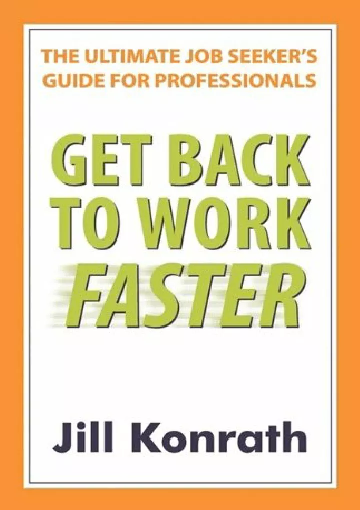 get back to work faster the ultimate job seeker