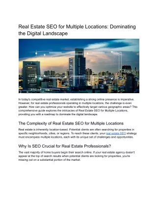 Real Estate SEO for Multiple Locations