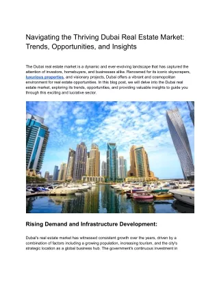 Navigating the Thriving Dubai Real Estate Market- Trends, Opportunities, and Insights