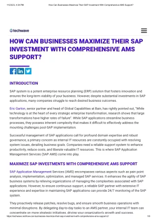 How Can Businesses Maximize Their SAP Investment With Comprehensive AMS Support_