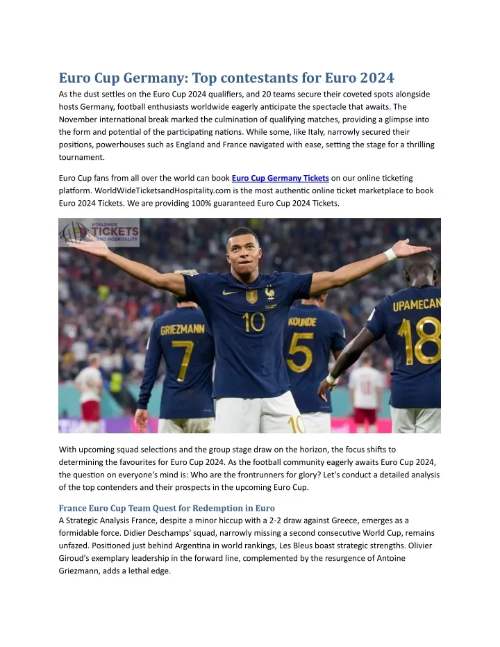 euro cup germany top contestants for euro 2024