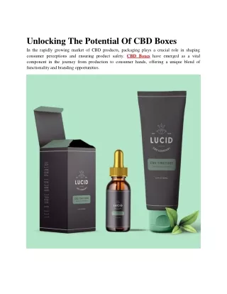 Unlocking The Potential Of CBD Boxes